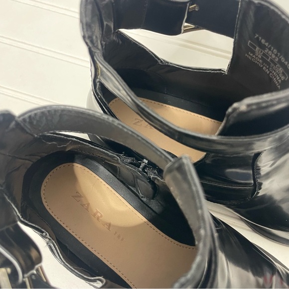 Zara Black Buckle Strap Ankle Boots 331 - Picture 6 of 8